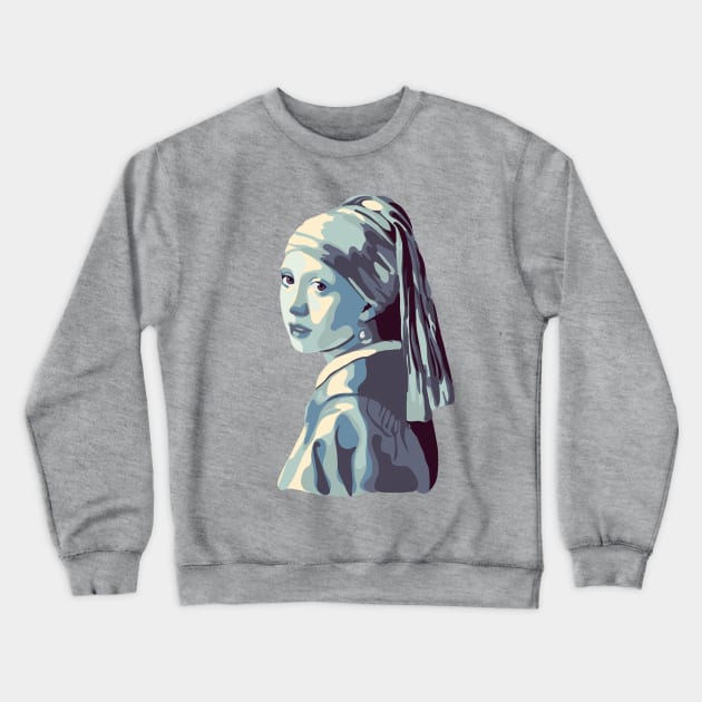 Girl With A Pearl Earring Crewneck Sweatshirt by Slightly Unhinged